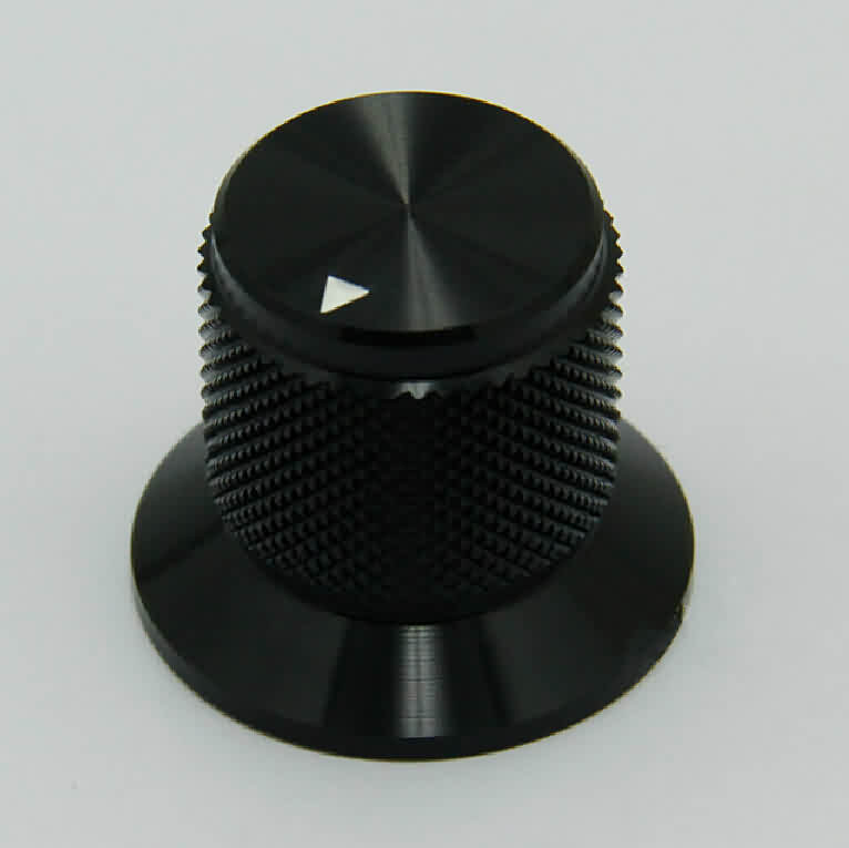 Knurled Aluminum Rotary Control Knob with Flange - OD: 30mm / H: 25mm